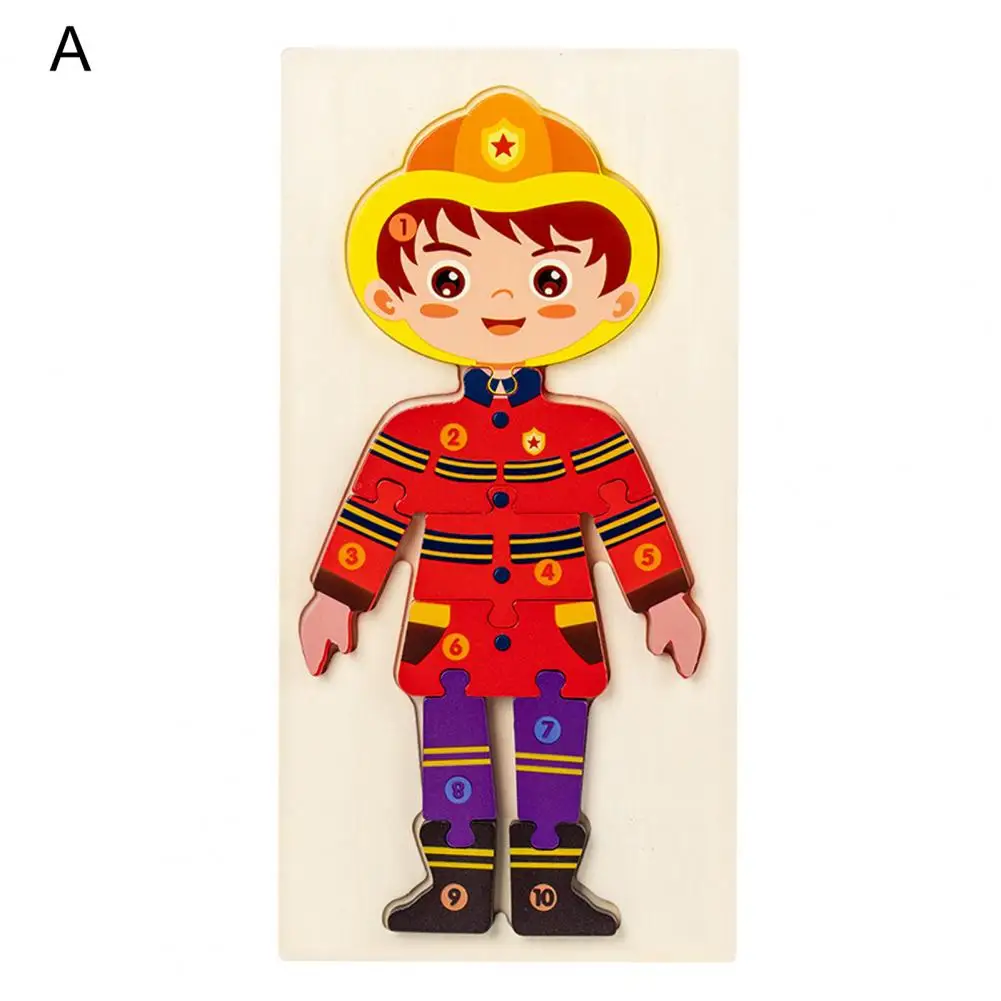

1 Set Wooden Puzzle Bright Colors Portable Hand-eye Coordination Jigsaw Toy for Kindergarten