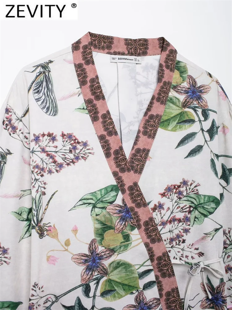 Zevity женское винтажное кимоно с крестом и v-образным вырезом в стиле пэчворк