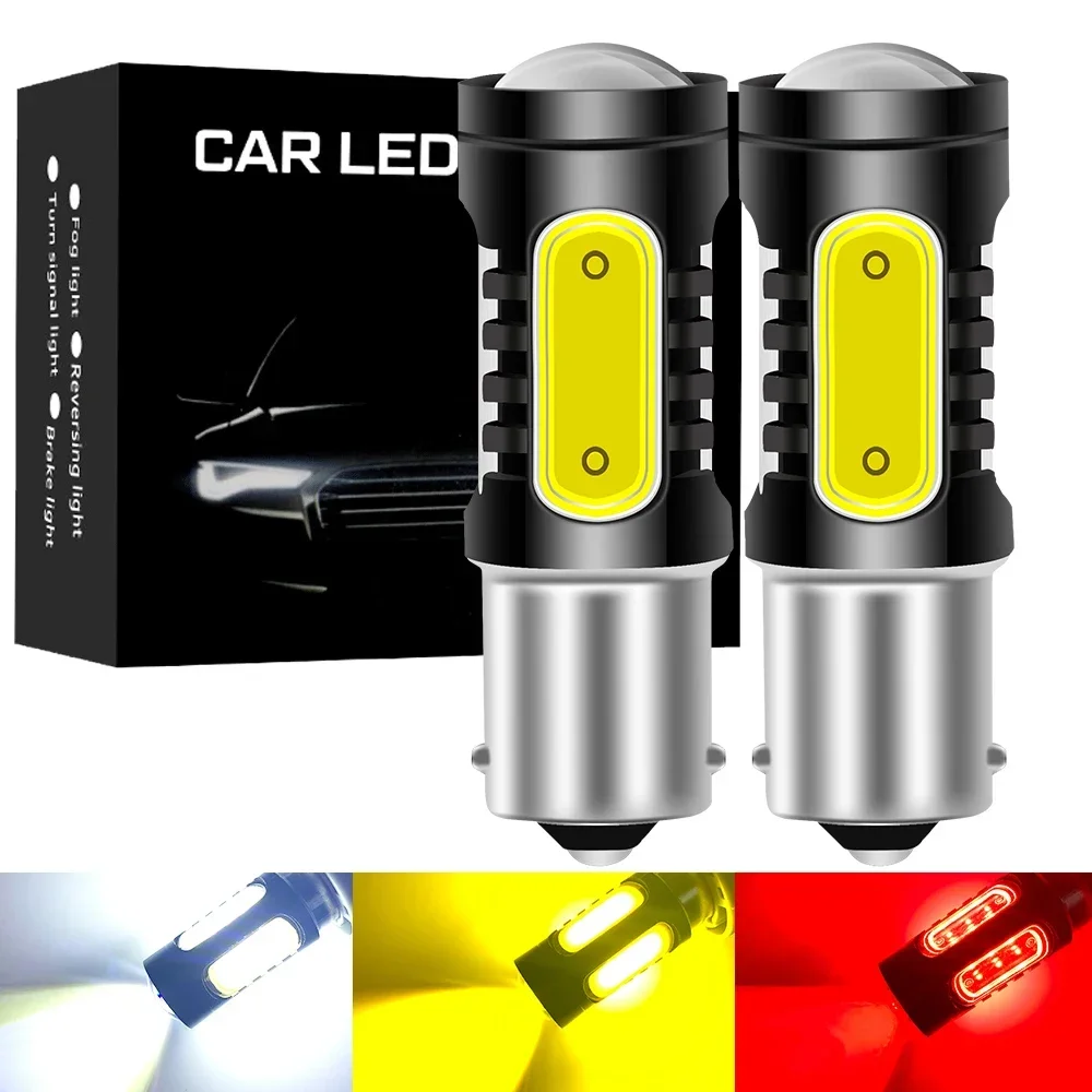 Фото 2 шт 1156 P21W светодиодный BA15S PY21W BAU15S лампочка COB 5SMD 7443 7440 W21W 3157 1157 BAY15D P21/5W для реверсивного поворотного сигнала №1