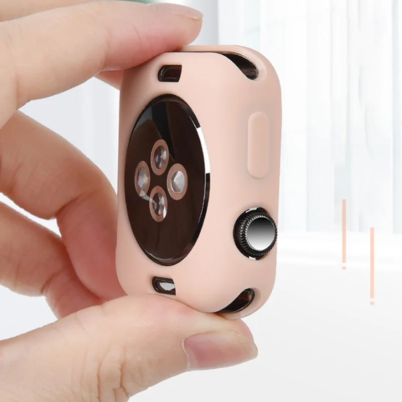 

Soft Silicone Case for Apple Watch 44mm 7 6 SE 5 4 3 42MM 38MM Cover Protection Shell for iWatch series 7 6 5 40 45 41mm Bumper