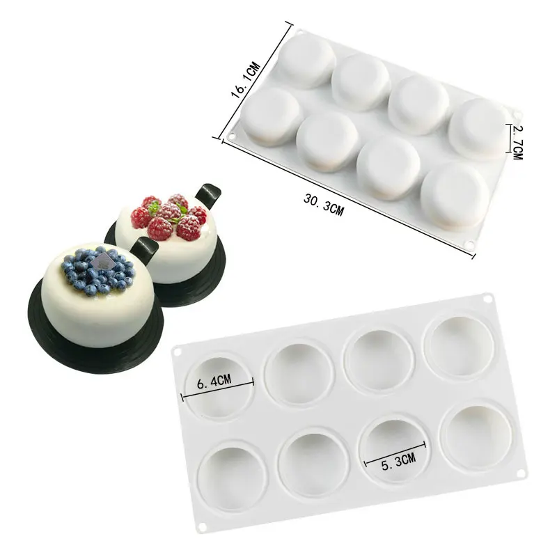 8-полосная плоская круглая силиконовая форма для выпечки торта шоколадного мусса