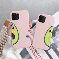 fhnblj cute cartoon fruit avocado phone case for iphone 11 12 13 mini pro xs max 8 7 6 6s plus x xr solid candy color case