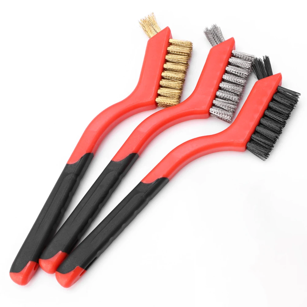 

3x Wire Brush Brass Nylon Rust Paint Remover Scrubbing Tool 7 inch Steel Wire Brush Set Dirt Dust Cleaning Tools