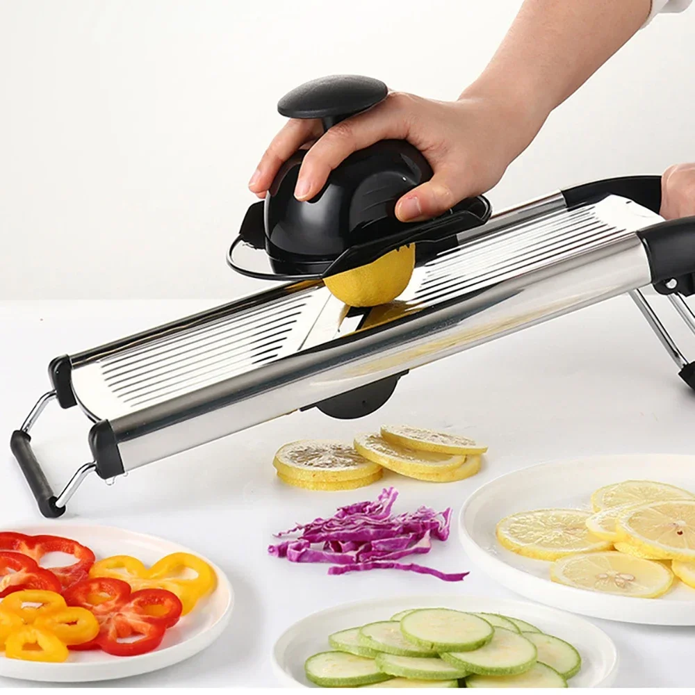 

Stainless Steel Adjustable Vegetable Slicer Multifunctional Handheld Kitchen Fruits Chopper Cutter Onion Cheese Potato Peeler