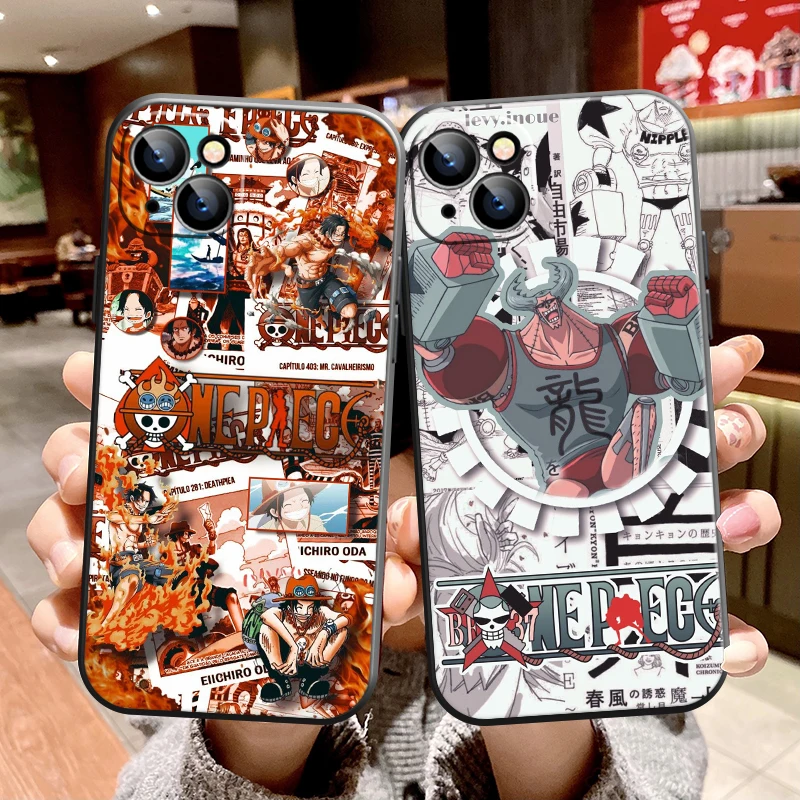 

Japan ONE PIECE Phone Case For Apple iPhone 13 12 11 Pro 12 13 Mini X XR XS Max SE 6 6s 7 8 Plus Silicone Cover Coque Black