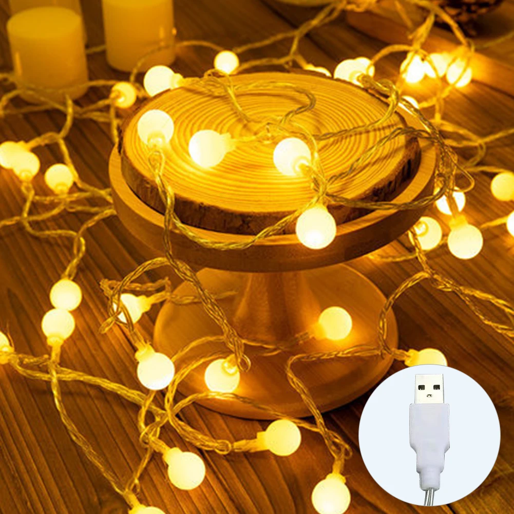

Indoor Outdoor Waterproof Warm White LED Light String Party Decor Fairy Bedroom Patio Crystal Globe Camping Garden USB Powered