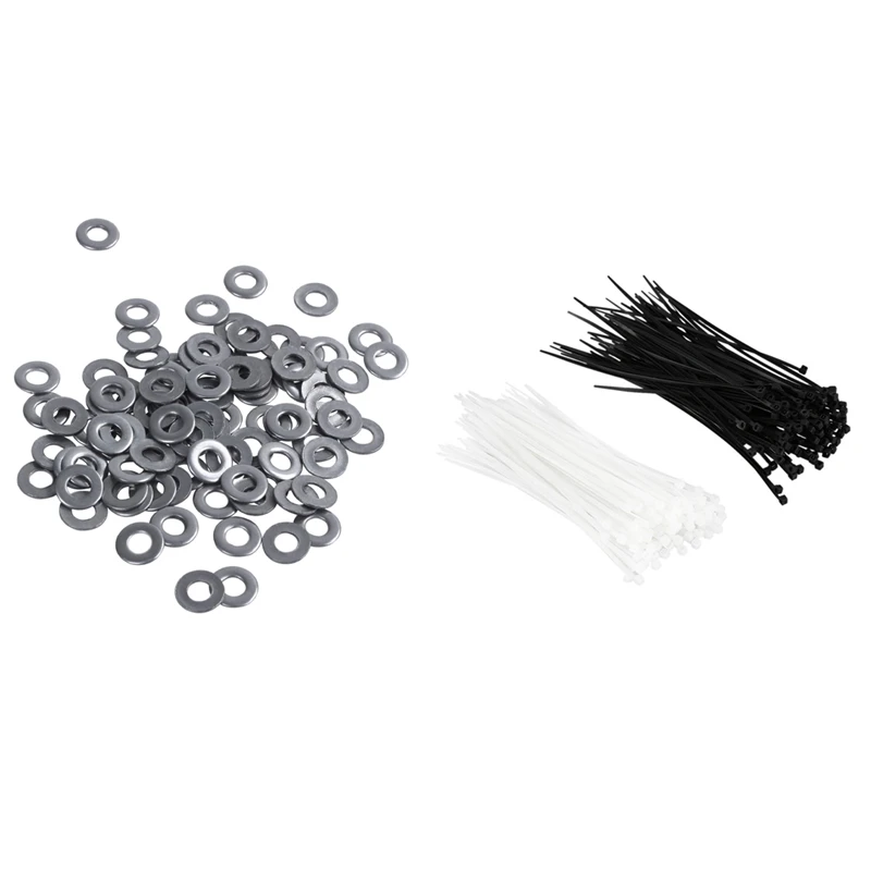 

100 шт. M3 3 мм Метрическая 304 плоская шайба из нержавеющей стали и x 6 дюймов нейлоновые кабельные стяжки черно-белого цвета