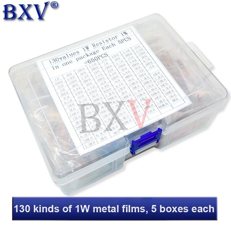650 шт. 130 значений X 5 1 Вт 1% Металлические пленочные резисторы набор оригинальных