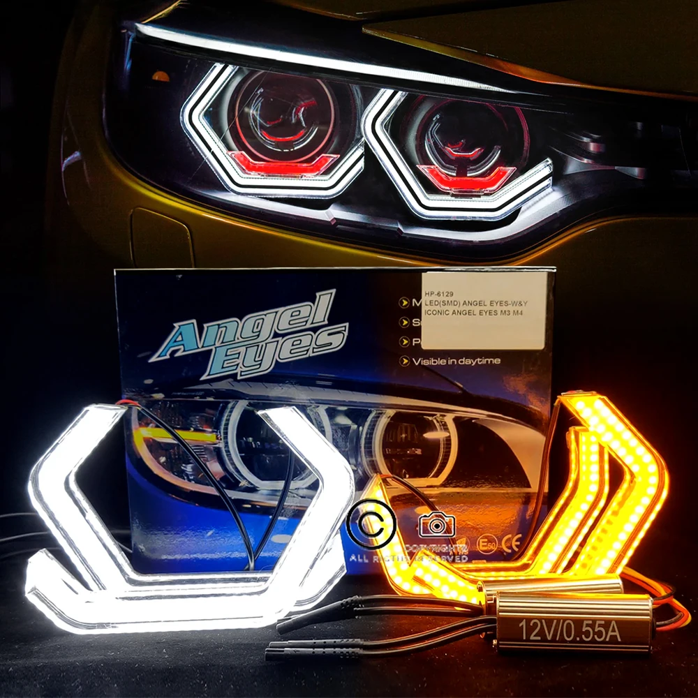 LED Angel Eyes M4 Style DRL Halo Rings For BMW E46 E90 E60 F10 E91 E92 F30 F31 F34 F01 F02 F80 F82 F83 M2 F20 Headlight Iconic