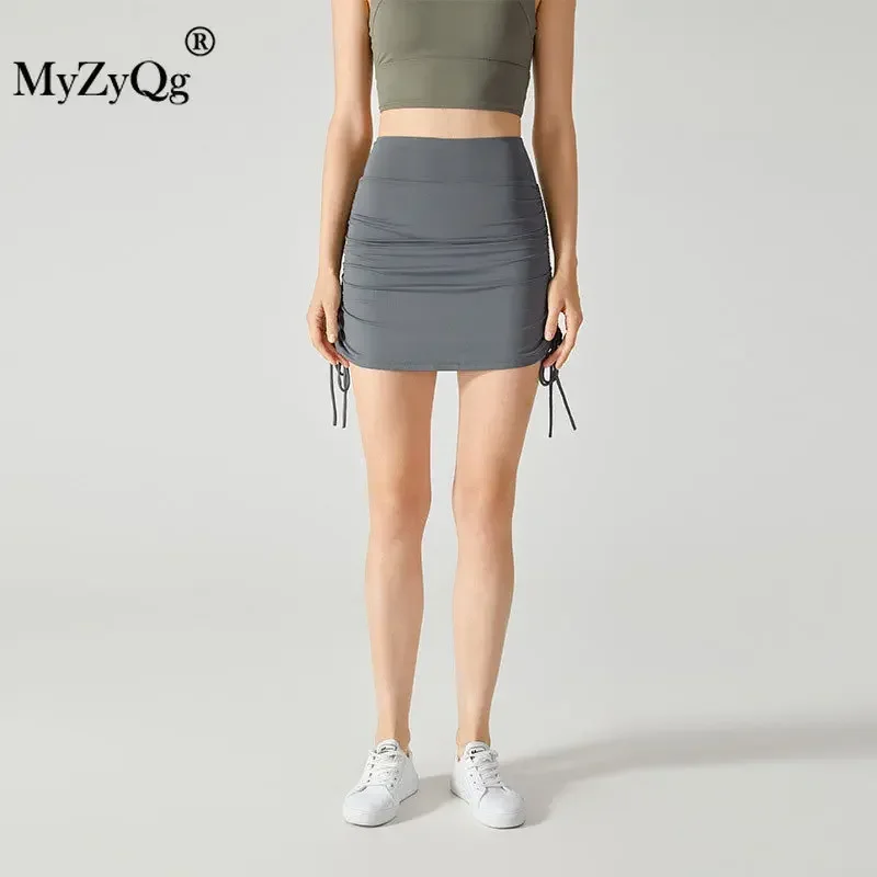 MyZyQg летние юбки для йоги с высокой талией шорты ремешками на шнурке женские