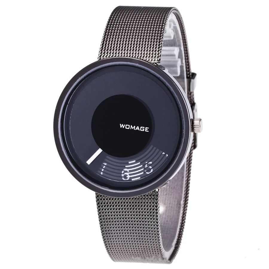 

2022 Fashion Hot Sell Brand Womage Women Man Unsex Mesh Steel Wrist Watch Popular Style Quartz Student Watches Unique Designer