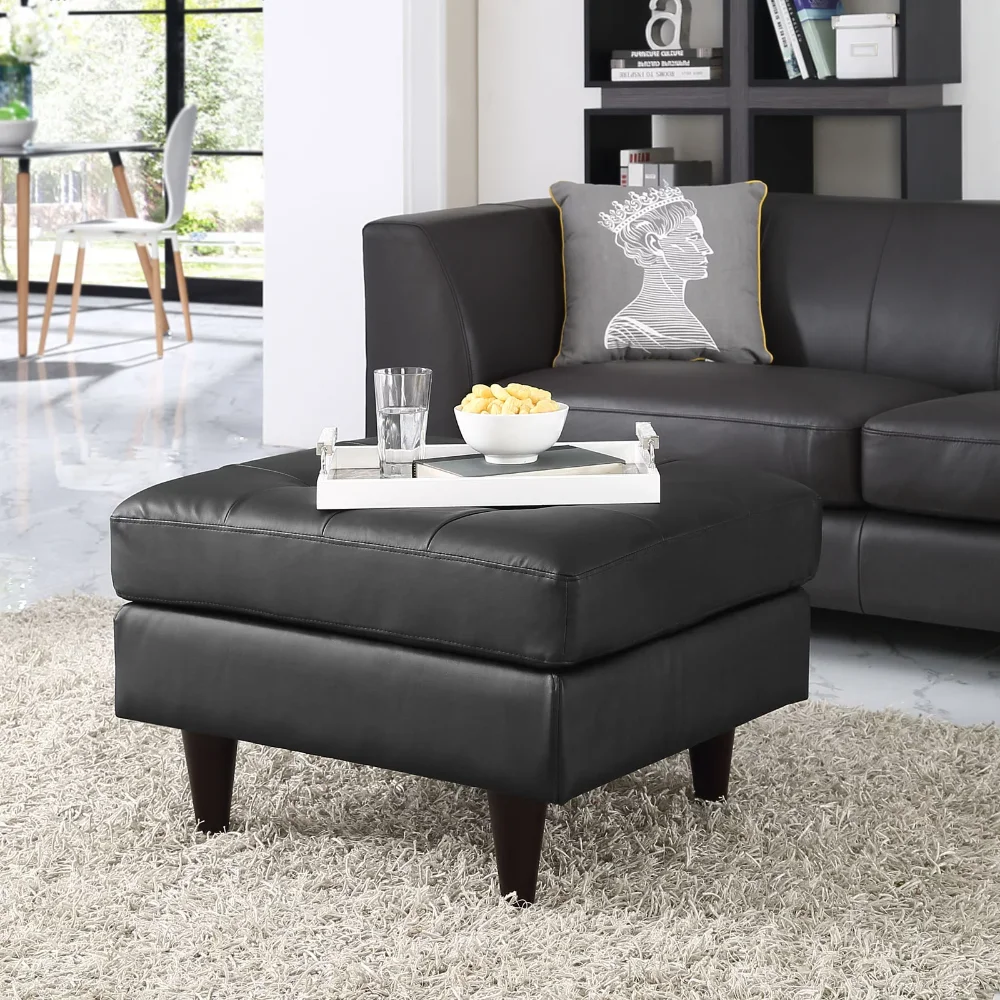 

Modway Empress Bonded Leather Ottoman in Black
