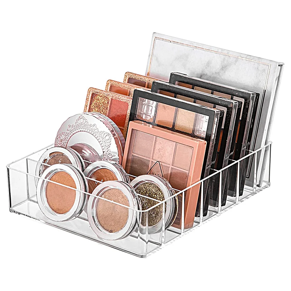 

Eyeshadow Palette Organizer- 7 Section Divided Makeup Acrylic Palette Organizer Holder for Vanity Cosmetics Makeup