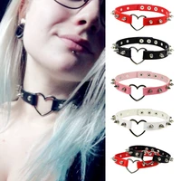 punk sexy rivets harajuku choker necklace for women gothic leather clavicle chain on the neck love pendant jewelry gift cosplay