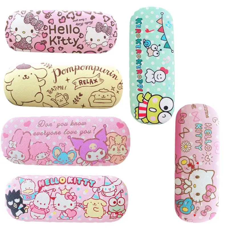 

Pu New Kawaii Sanrios Hellokittys My Melody Cinnamoroll Keroppi Kuromi Purin Littletwinstars Xo Cartoon Anime Flip Glasses Case