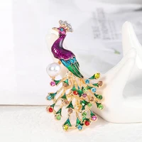 trendy retro sweet leaf peacock summer dress accessories female brooch fashion jewelry anti glare scarf buckle
