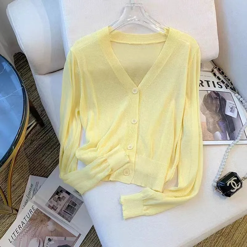 Женский вязаный кардиган с V-образным вырезом из вискозы