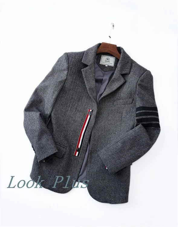 

TB Herringbone Figure Slimming Suit Korean Version Slimming Stripe Wool Cloth Fashion Men's Suit Fashion