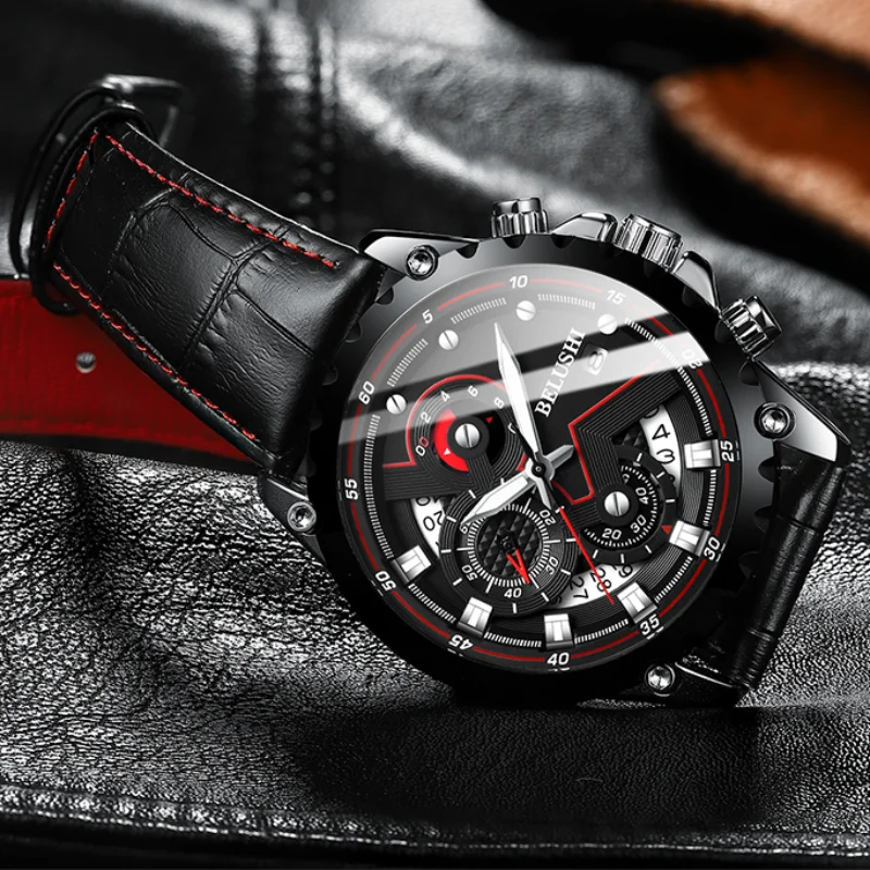 Часы-хронограф мужские водонепроницаемые в стиле милитари с большим циферблатом