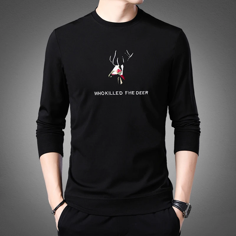 

Men's Sweater Trend Products High End Luxury Round Neck Deer Head Applique Quality Fashion Casual Slim Hoodie Black Autumn 2022
