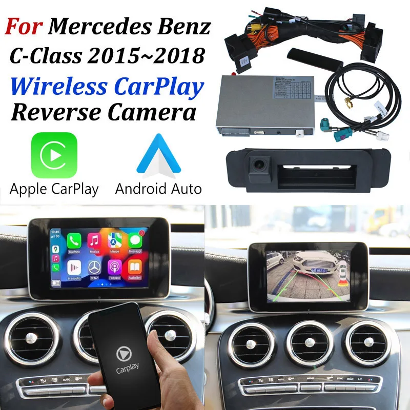 

Для Mercedes Benz C Class W205 S205 C205 A205 2015 ~ 2018 беспроводной Apple CarPlay Android автомобильное зеркало с поддержкой передней реверсивной камеры