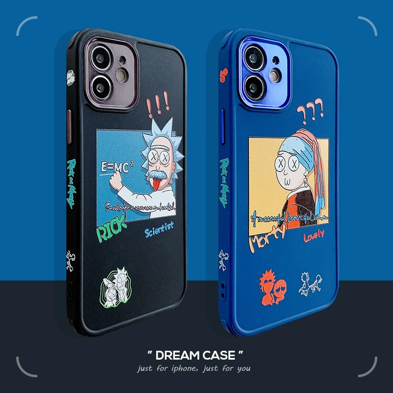 

RYWER scientist phone case Cute Funny For Apple iPhone11 12Promax 7 8plus XR XS MAX mini Lens protection Silicone soft backcover