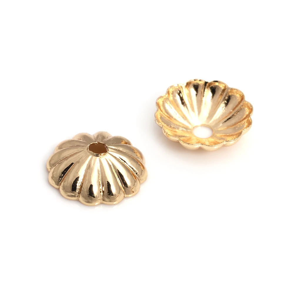 50 шт. 18-каратное золото латунь цветок лист дерева круглые бусины колпачки для