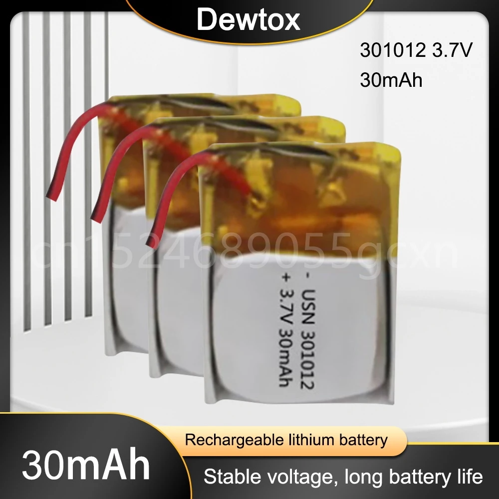3.7V Lipo Cells 301012 30mah Lithium Polymer Rechargeable Battery for MP3 MP4 MP5 GPS Bluetooth Headset Smart Wear Hearing Aid