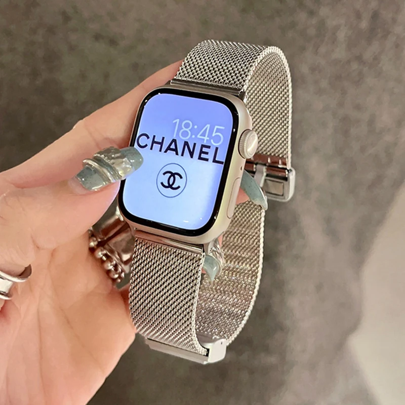 

Magnetic Loop For Apple Watch Band 44mm 45mm 49mm 41mm 42mm 38mm 40mm Milanese Bracelet Strap iWatch Series Ultra 8 7 SE 6 5 4 3