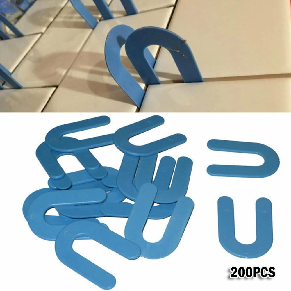 200pcs Tile Spacer U-Shaped Horseshoe Shims For Leveling Tile PP Level Wedges Positioning Clips Building Plastic Gasket Acces