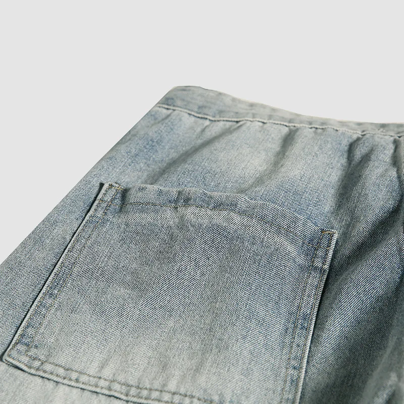 Mens Jeans Washed Light Color BF Japanese Fashion Jeans Wide Leg Long Pants Loose Straight Jeans Streetwear Men