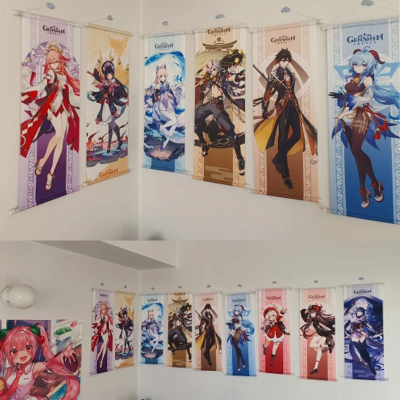 

Genshin Impact Anime Hanging Pictures Cosplay Arataki Itto Yae Miko Shenhe Ayato Thoma Decorative Painting Home Decor