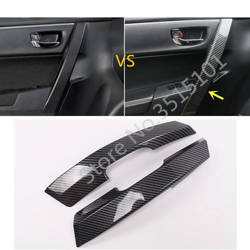 

Car Cover Trim Carbon Fibre Door Inner Handle Armrest Handrail Frame Panel 2pcs For Toyota Corolla Altis 2017 2018 2019