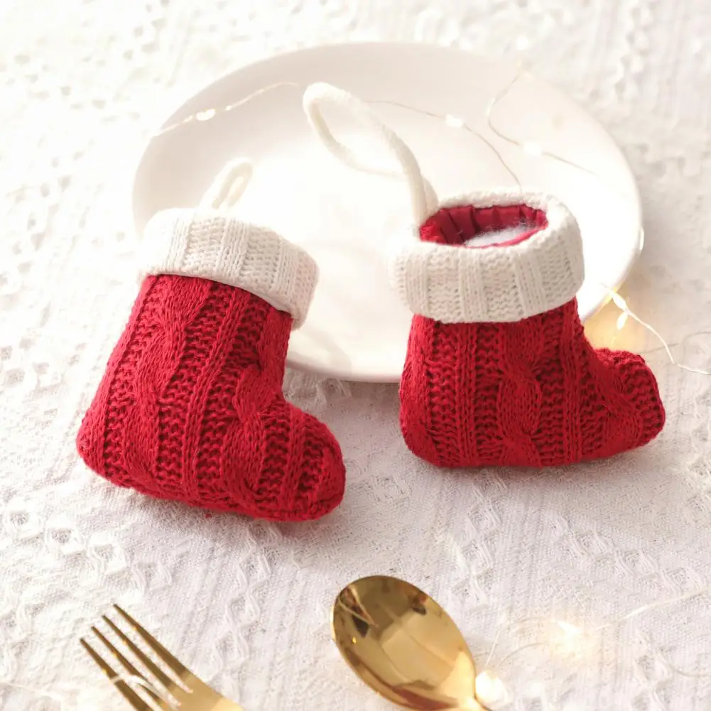 

Festive Restaurant Cutlery Festive Table Decor Knit Christmas Stockings Gnome Senior Cutlery Holders Props for Kitchen Dress Up