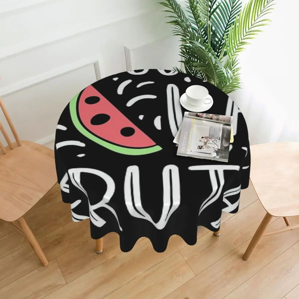 

ME GUSTA LA FRUTA Spain Spanish Espana I Like Fruit Tablecloth 60in Round 152cm Soft Protecting Table Festive Decor