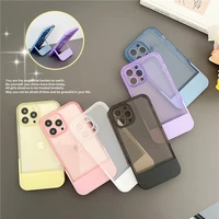 transparent candy soft silicone case for iphone 13 12 11 pro max x xr xs 7 8 plus shockproof kickstand stand holder cover funda