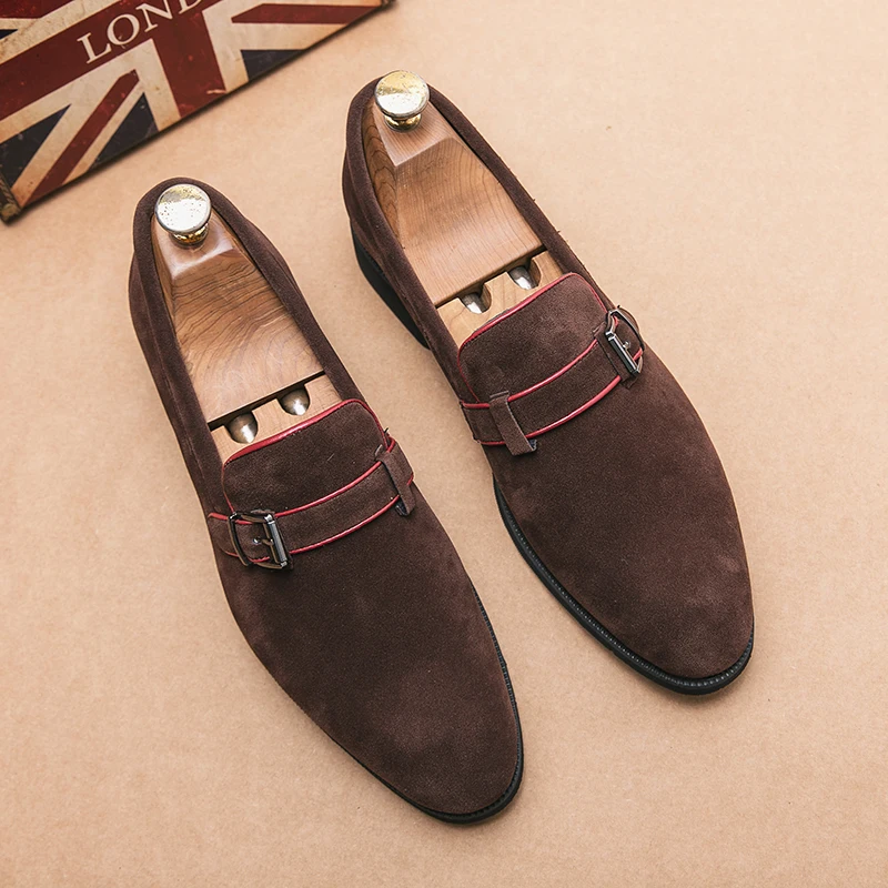 

New Velvet Suede Louboutins Men's Spring Exquisite Men's Formal Shoes Comfortable Party Casual Men's Flats Oxford Shoes