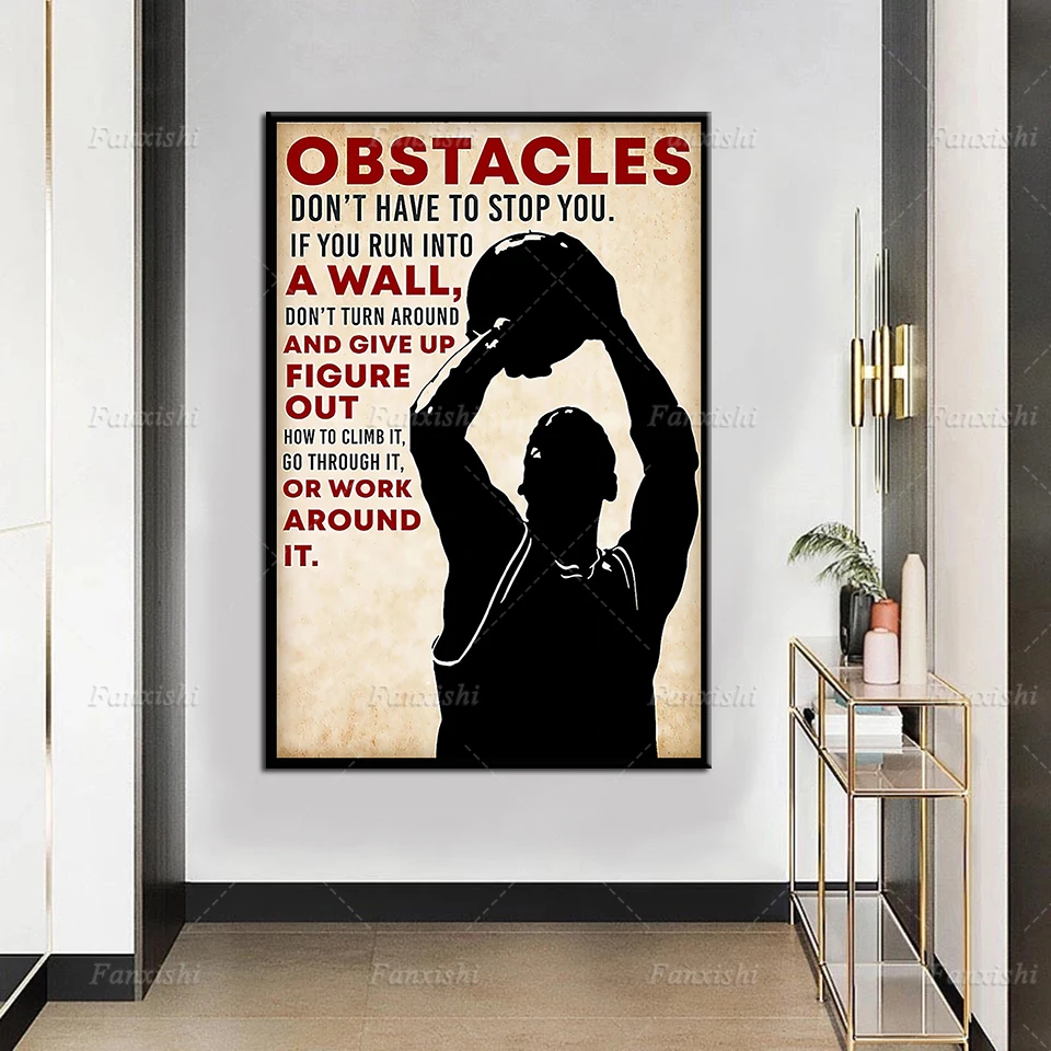 

Home Decor Wall Art Canvas Painting Volleyball Obstacles Don'T Have To Stop You Pictures Hd Print Office Corridor Modular Poster