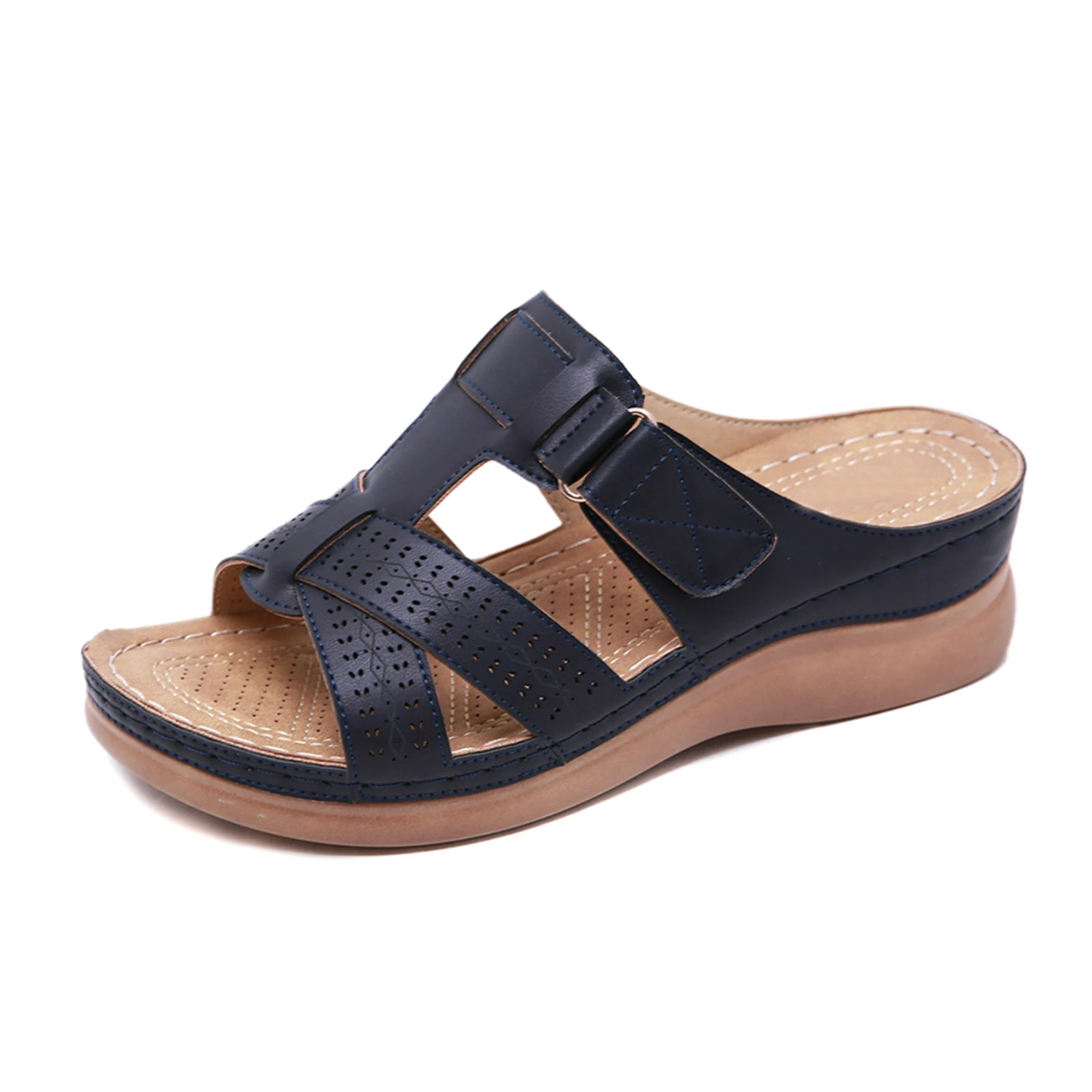 

Women's Orthotic Flip Flops Wedges Anti-slip Breathable Solid Color Flats Clip Toe Sandals for Walking Shopping Stroll