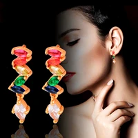 kioozol fashion colorful cubic zircon stone earring women party jewelry mix styles accessories earrings 2022 gift ko9