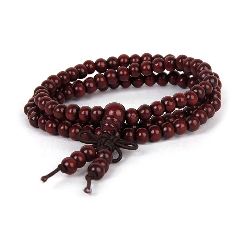 

Tibetan Style Mala Buddhist Bracelet 108 Pearls Wooden Chaplets Beads