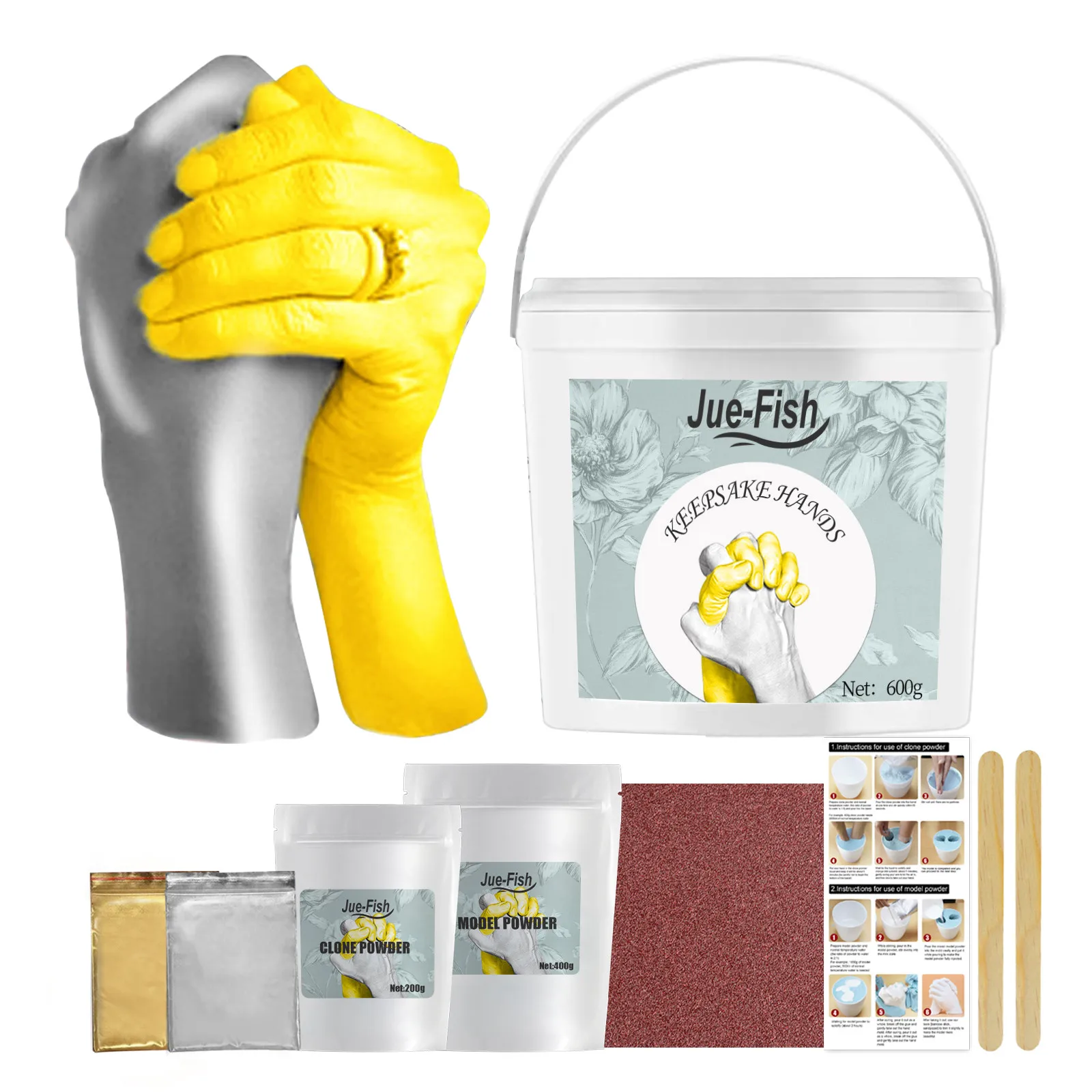 

Adult and Child Keepsake Hands Casting Kit Large Hand Holding DIY Plaster Statue Molding Kit Clone Powder Set Souvenir Gifts