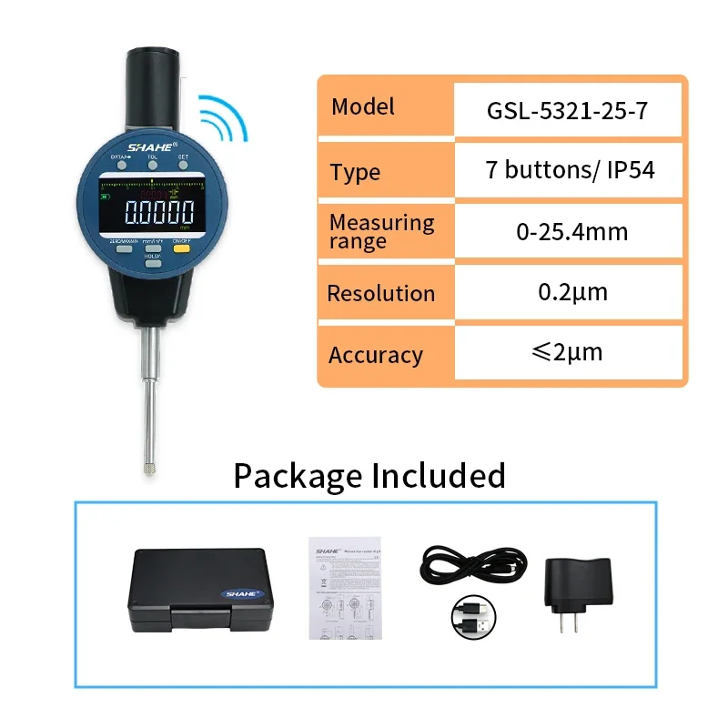 

SHAHE 0,2 мкм электронный цифровой циферблатный индикатор 0-12,7/25,4 мм IP54/IP65 водонепроницаемый прецизионный циферблатный индикатор измерительные инструменты