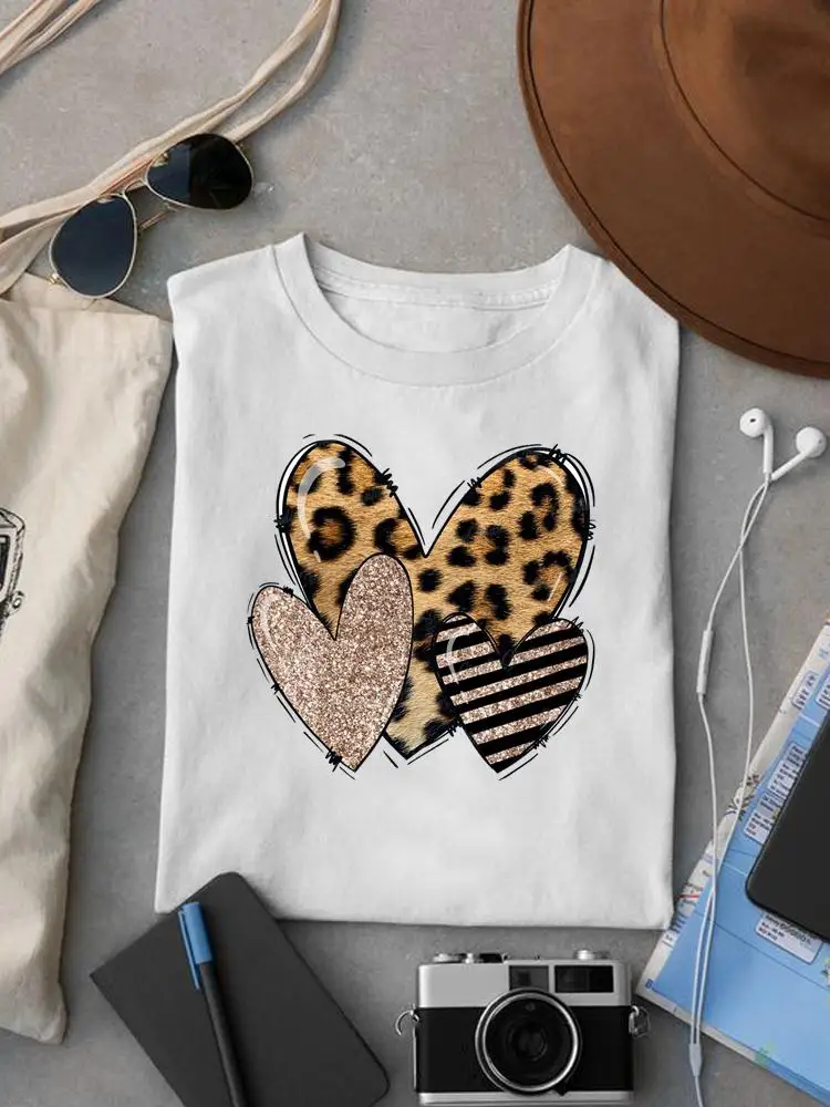 

Футболка женская повседневная с леопардовым принтом и коротким рукавом