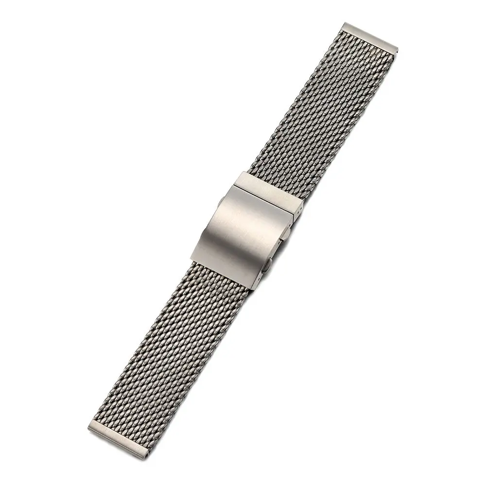 22mm Quick Release 316L Stainless Steel Telescopic Diving Buckle Mesh Watch Band  Strap Fit For SKX Huawei Brand Watch