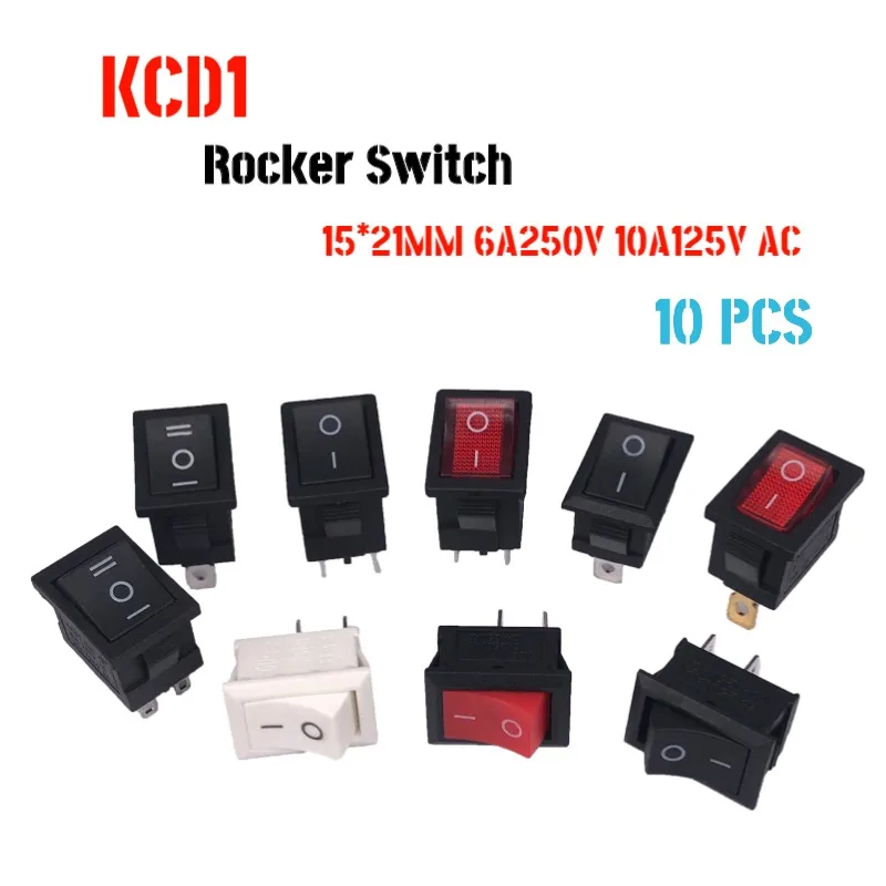 Купи 10 pcs Push Button Switch ON-OFF 2 Position Power Switch KCD1 2/3/4/6Pin 6A/250VAC 10A/125VAC 21X15mm Red Green Black White за 113 рублей в магазине AliExpress