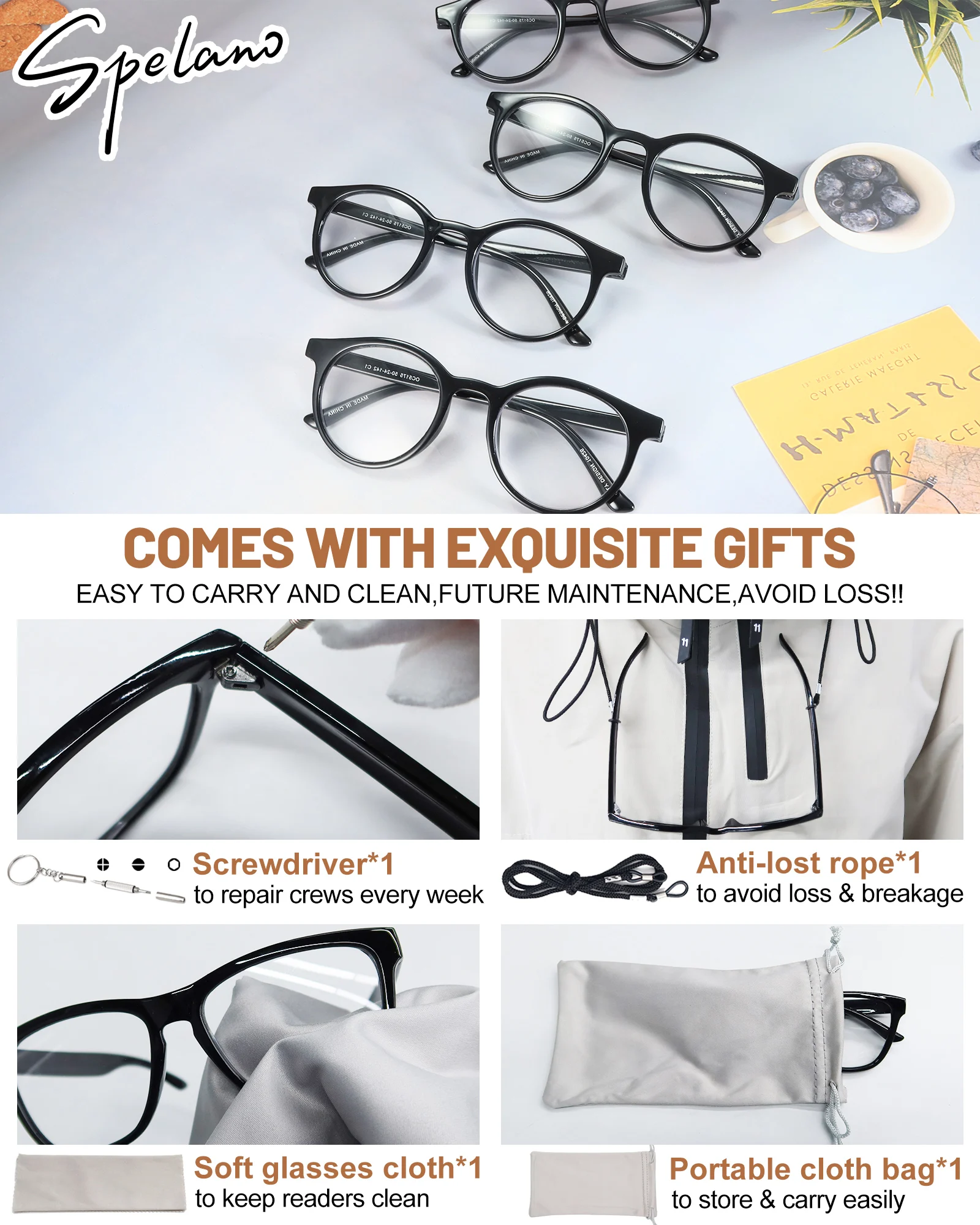 Женские очки для чтения в большой круглой оправе