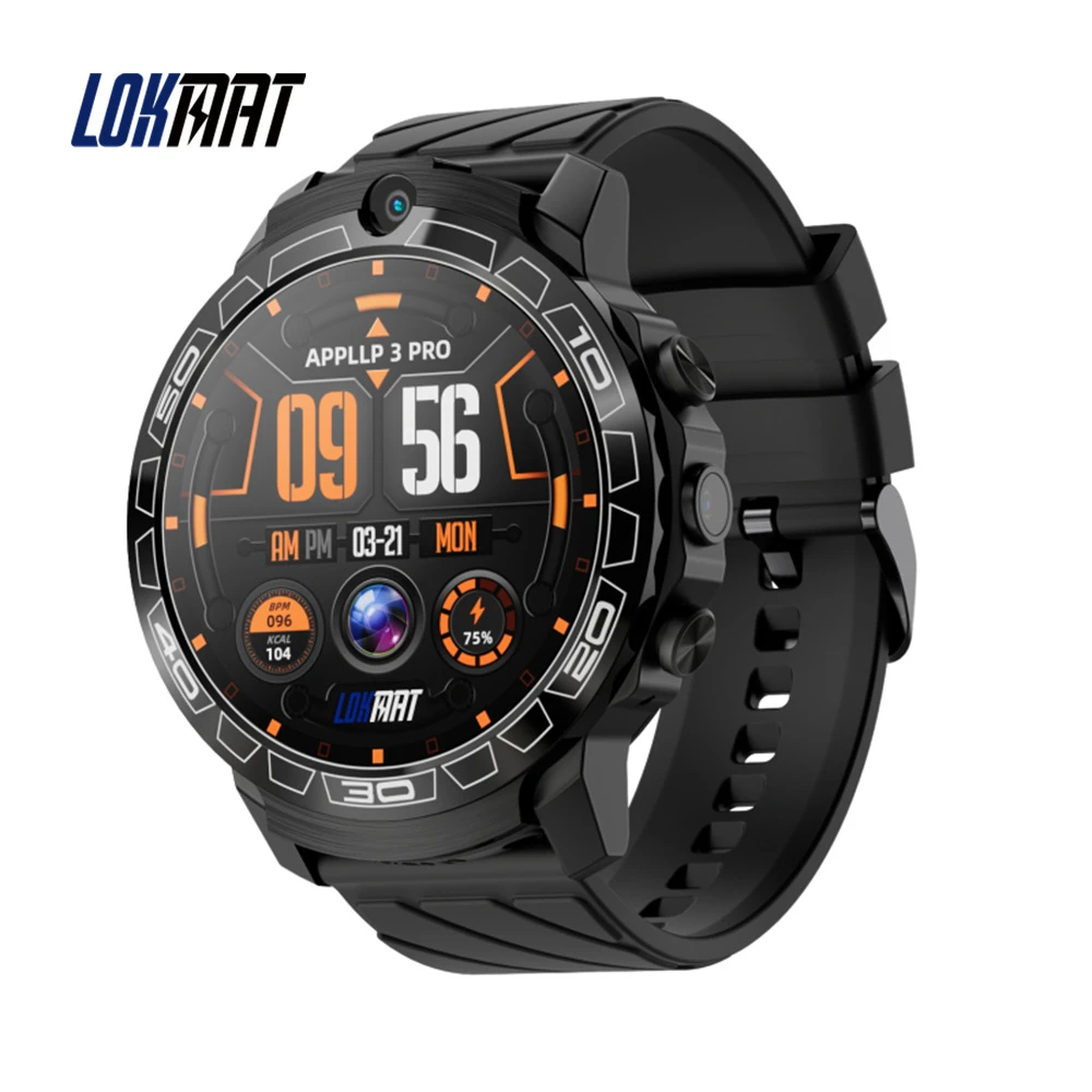 

4G LTE LOKMAT APPLLP 3 PRO 4GB 64GB Android Smart Watch Mobile Phone 1.6 Inch Round Wifi GPS Heart Rate Monitor Smartwatch