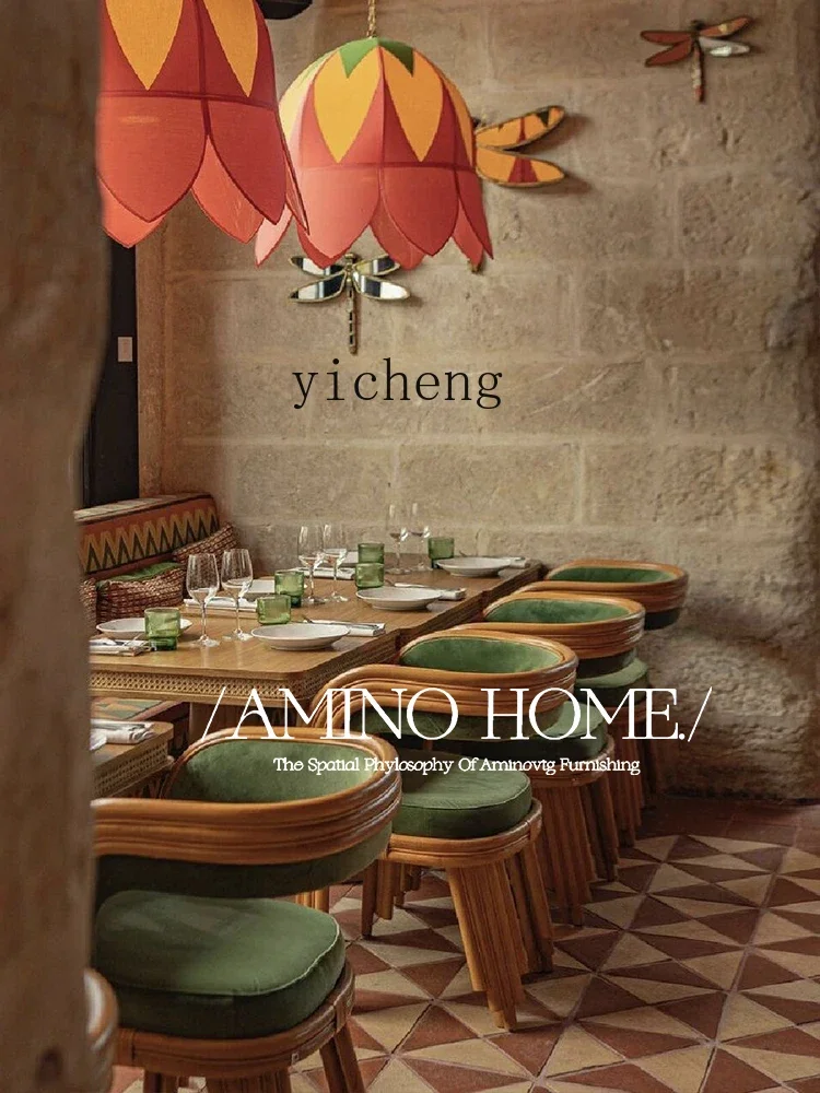 ZF винтажная картина маслом зеленый обеденный стул для дома и ресторана