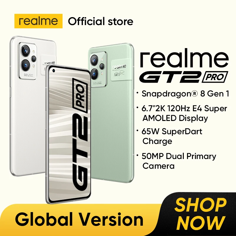 

[Global Version] realme GT 2 Pro 5G Snapdragon 8 Gen 1 Processor SONY IMX766 Camera 6.7"120Hz 2K Display 65W SuperDart 5000mAh